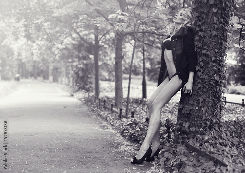 Lacobel Blonde beauty posing in park