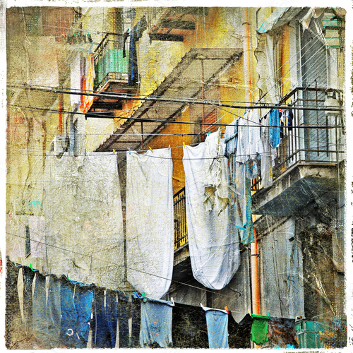 Fototapeta Napoli - traditional old italian streets, artistic picture