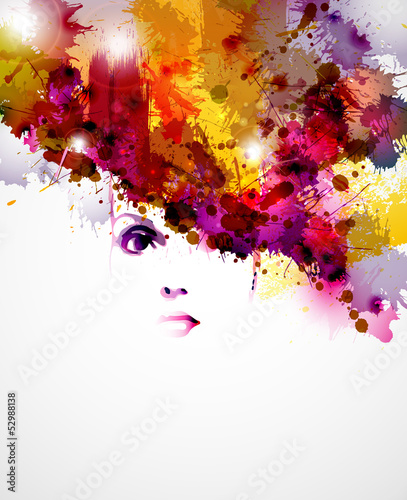 Fototapeta abstract design elements with women face