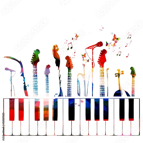 Fototapeta Colorful music instruments background