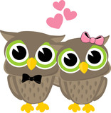 owl couple cartoon
