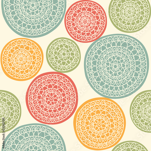 Fototapeta Seamless pattern with ornamental circles