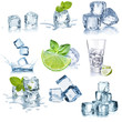 Ice cubes with lime and mint 
