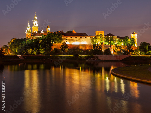 Fototapeta Wawel castle and Vistula river at night