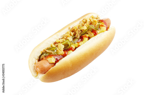Fototapeta Hotdog auf weißem Hintergrund