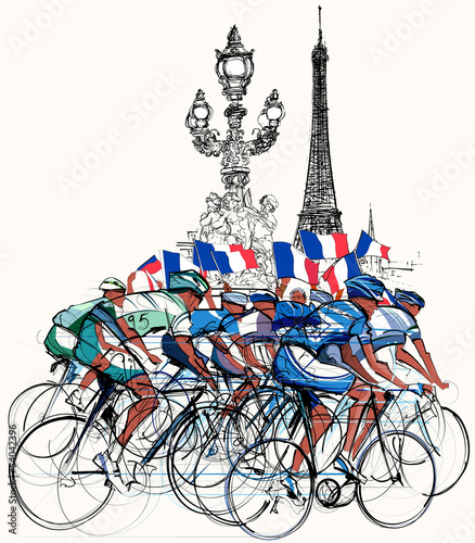 Fototapeta Paris - cyclists in competition