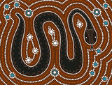 A illustration based on aboriginal style of dot painting depicti