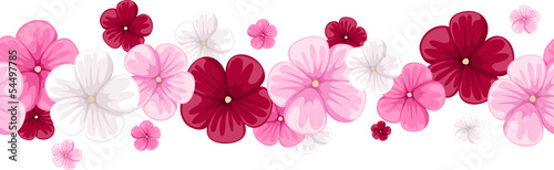  Horizontal seamless background with mallow flowers. Vector.