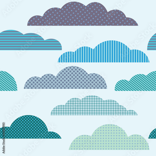 Fototapeta Rainy seamless pattern with clouds. Vector pattern