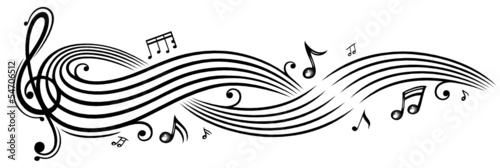 Lacobel Musik. Notenblatt mit Notenschlüssel und Musiknoten. Elegant.