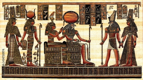 Fototapeta Scene from afterlife ceremony painted at papyrus