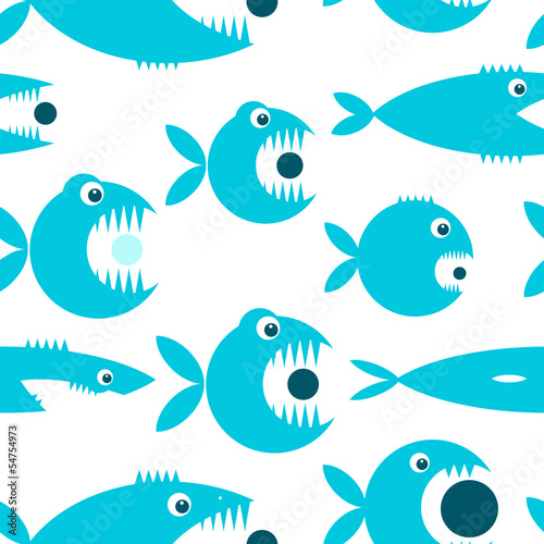 Fototapeta Funny fish cartoon for your design