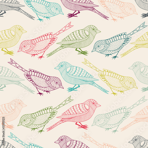  Seamless pattern with birds
