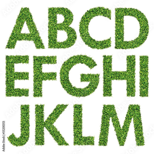 Fototapeta Set of Green Grass Alphabet A-M