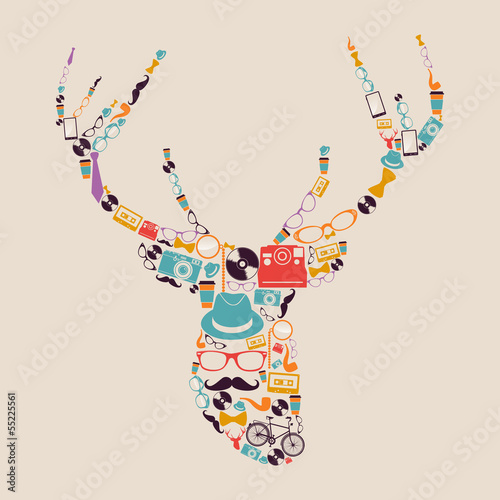 Lacobel Retro hipsters icons reindeer.