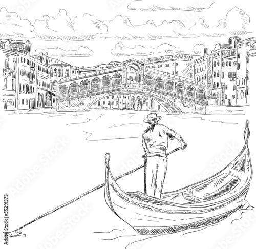  Rialto bridge with gondola