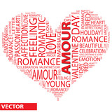 Vector conceptual love word cloud as heart shape