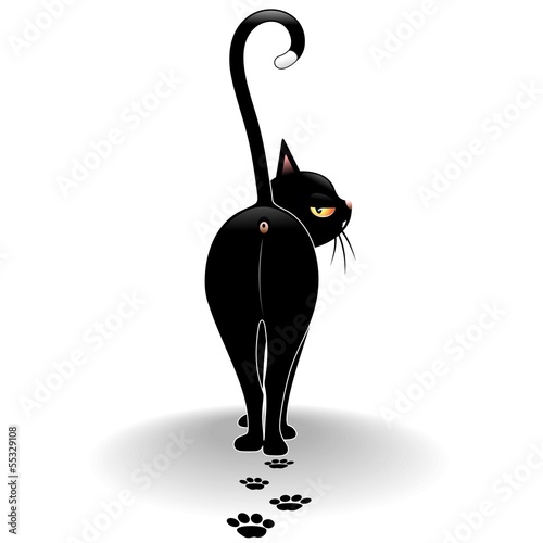 Lacobel Disdainful Black Cat Cartoon-Gatto Nero Sprezzante