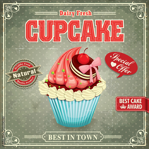 Fototapeta Vintage cupcake poster design