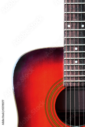  red steel string acoustic guitar