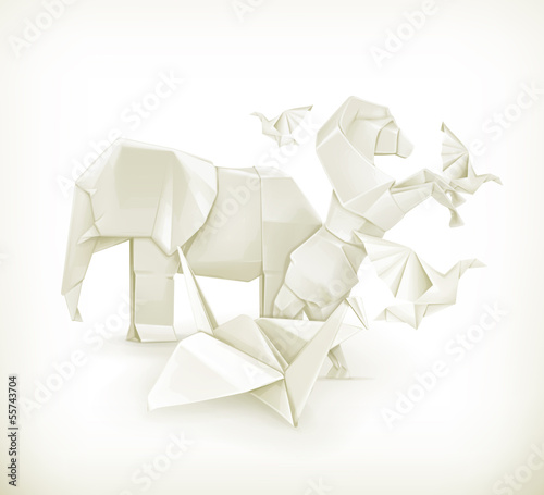  Origami animals, vector illustration