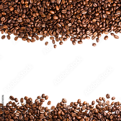  Coffee beans isolated on white background with copyspace for te
