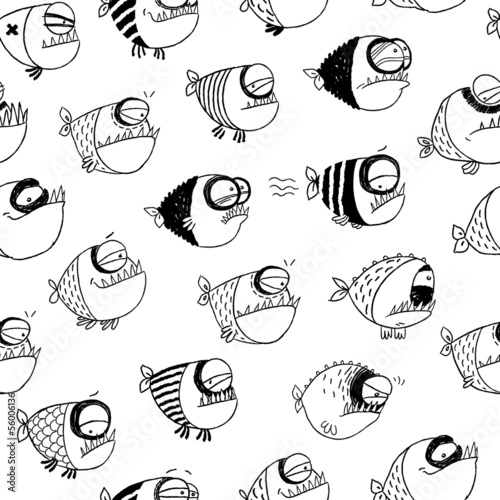  Seamless pattern with funny fish