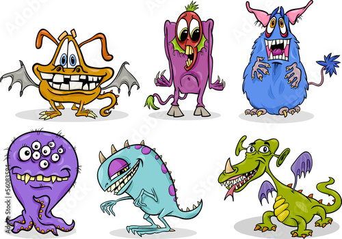  cartoon monsters illustration set