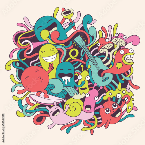  Vector illustration with funny monsters