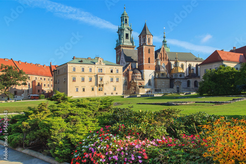  Krakow, Poland. Wawel Castle with the blue sky in the background