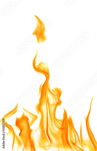 Lacobel yellow flame sparks isolated on white