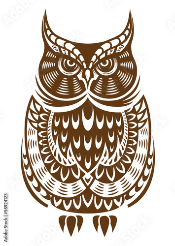 Lacobel Brown owl with decorative ornament