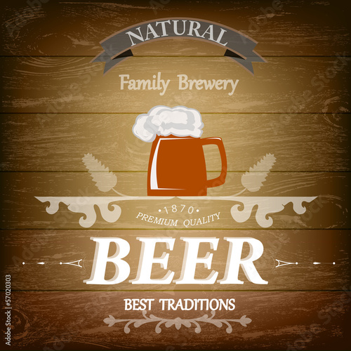 Fototapeta Beer.Best Family Traditions .Pub culture.Vector illustration