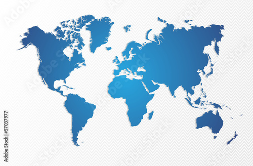  Blue World map isolated shape EPS10 vector file.