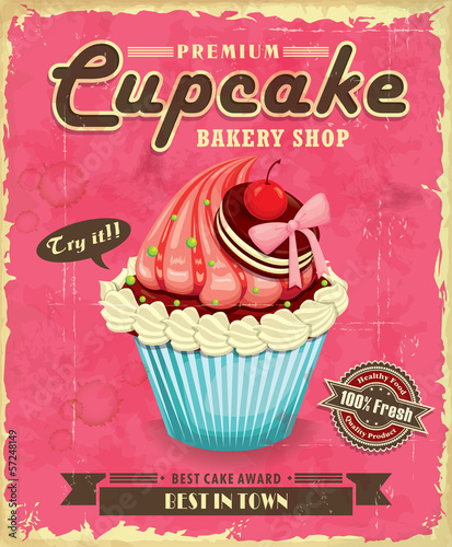  Vintage cupcake poster design