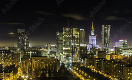 Lacobel Warsaw downtown at night