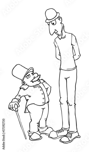 Tall And Short Man Cartoon Characters Stock Image And
