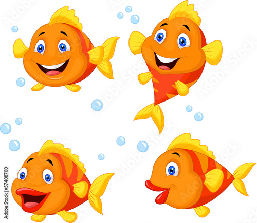 Fototapeta Cute fish cartoon collection set