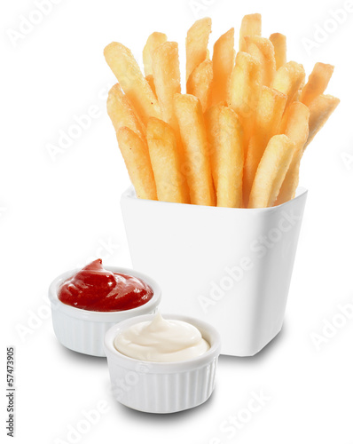 Fototapeta French Fries served with mayo and ketchup