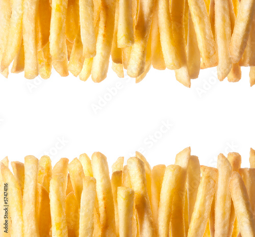 Fototapeta Border of crisp golden French Fries