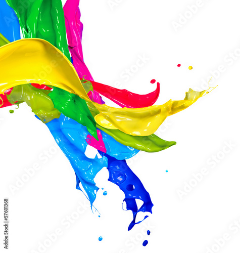 Fototapeta Colorful Paint Splash Isolated on White. Abstract Splashing