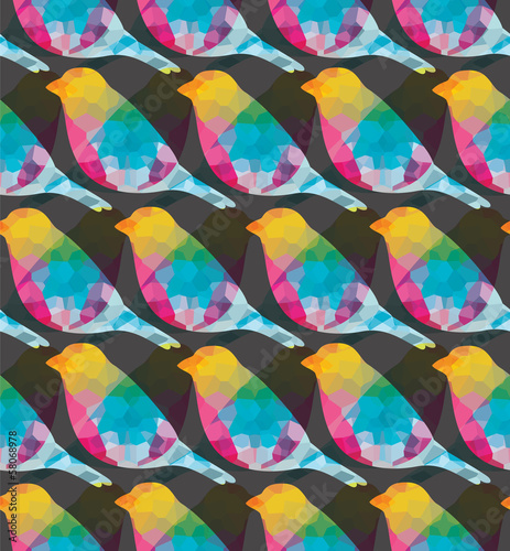 Fototapeta Seamless pattern with colorful birds