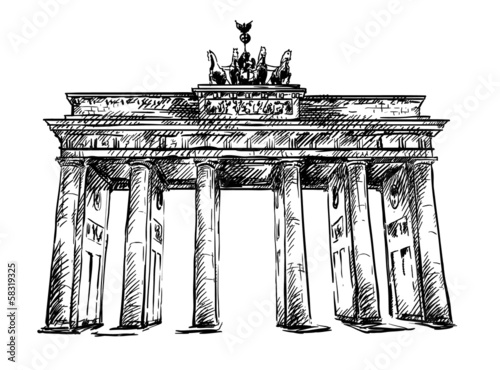 Lacobel Brandenburg Gate. Vector sketch.