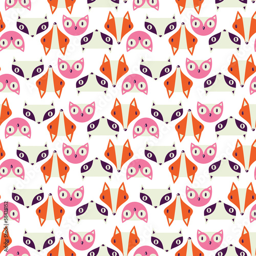 Fototapeta Seamless pattern with cute funny animals