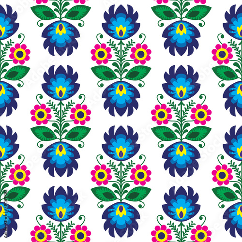 Fototapeta Seamless traditional floral polish pattern - ethnic background