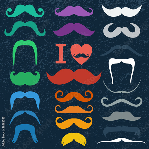  Moustaches set. Design elements.