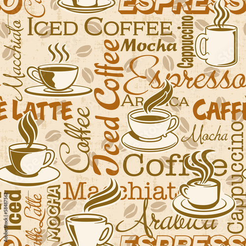 Fototapeta Coffee break, vector seamless pattern