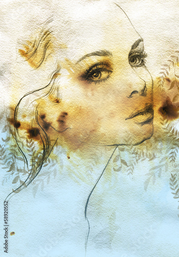 Fototapeta Beautiful woman. watercolor illustration