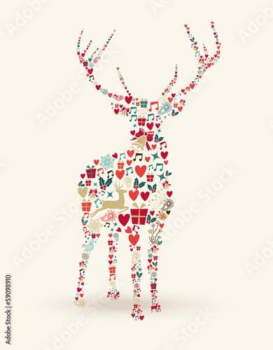 Fototapeta Merry Christmas deer illustration