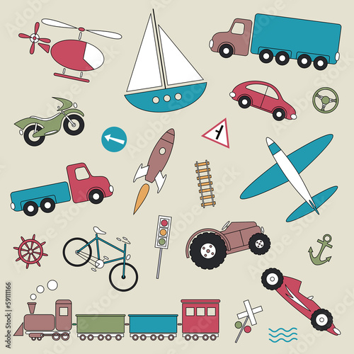  traffic elements set vector illustration